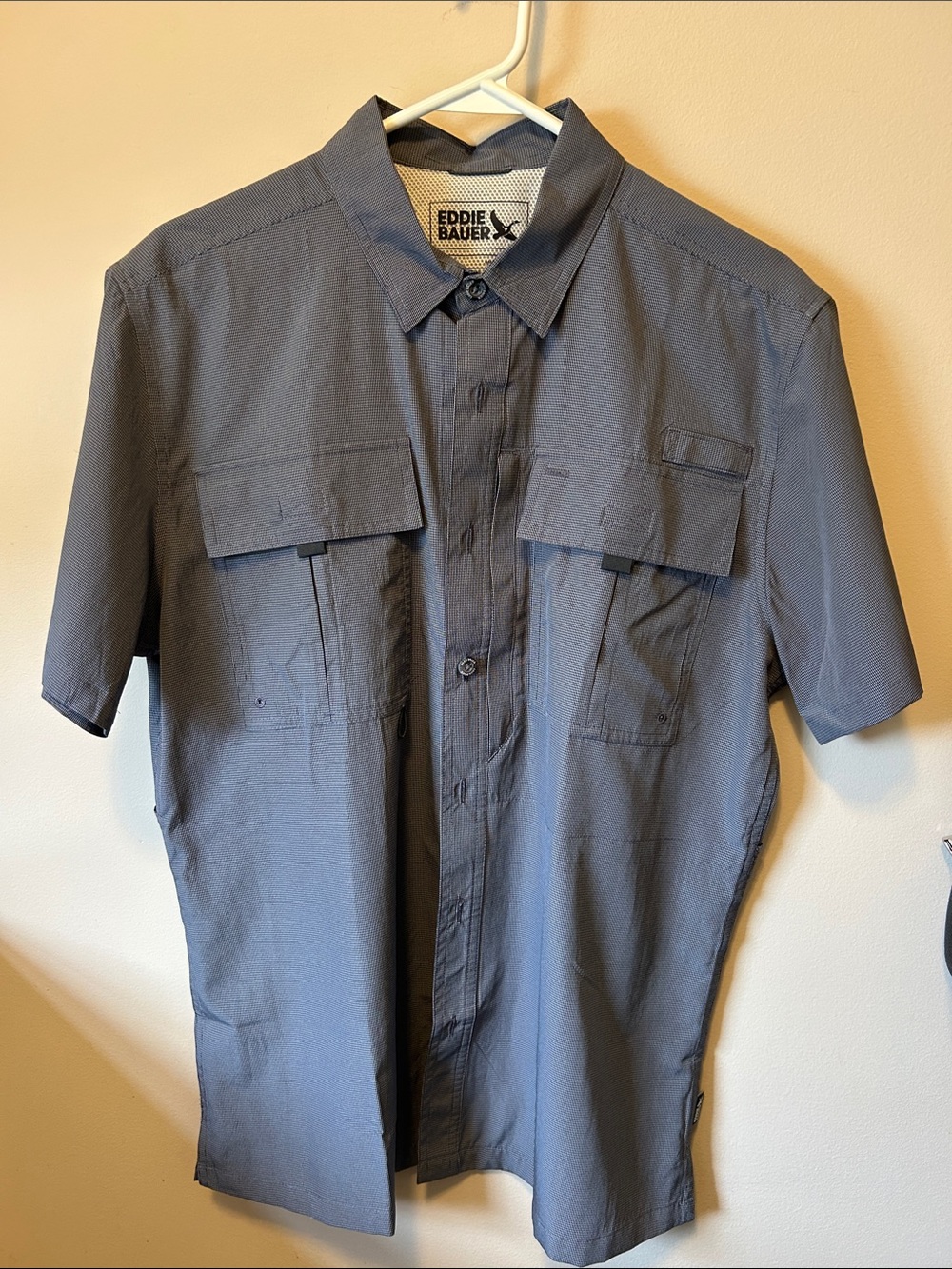 Eddie Bauer Short-Sleeve Button-Front Shirt - Gray
